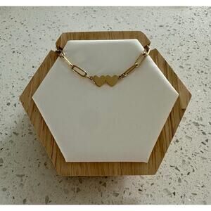 Beaux Bijoux Gold Heart Necklace 14k Gold over Stainless Steel